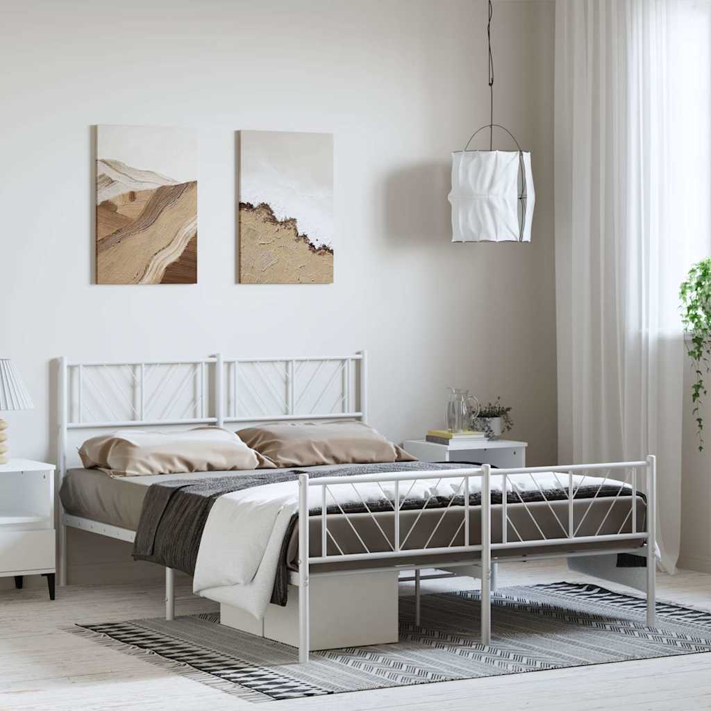 Giroletto con Testiera e Pediera Metallo Bianco 150x200 cm | homemem39