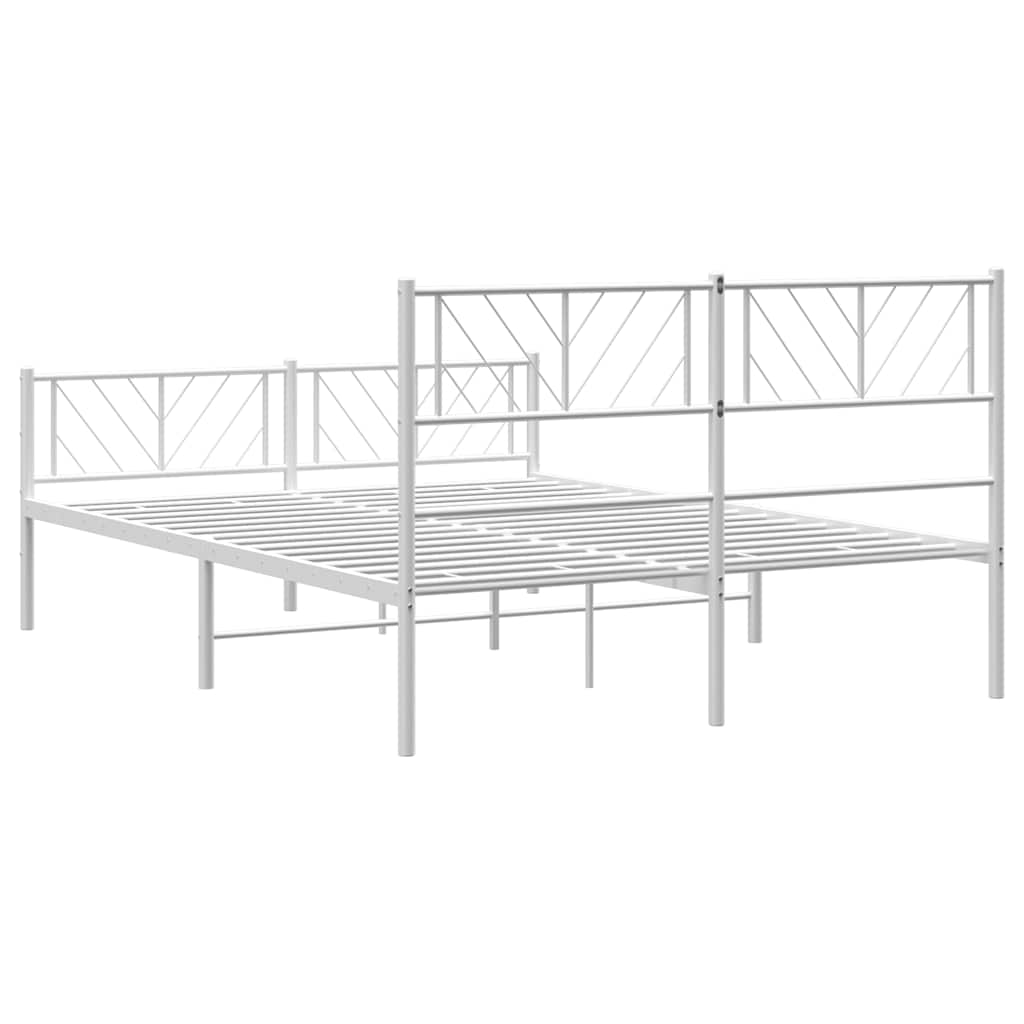 Giroletto con Testiera e Pediera Metallo Bianco 150x200 cm | homemem39