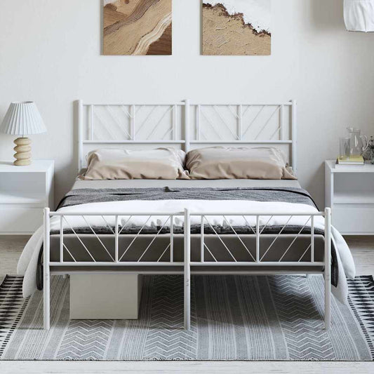 Giroletto con Testiera e Pediera Metallo Bianco 150x200 cm | homemem39