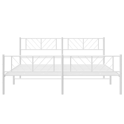 Giroletto con Testiera e Pediera Metallo Bianco 180x200 cm | homemem39