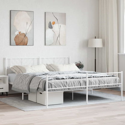 Giroletto con Testiera e Pediera Metallo Bianco 180x200 cm | homemem39
