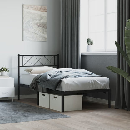 Giroletto con Testiera in Metallo Nero 80x200 cm | homemem39