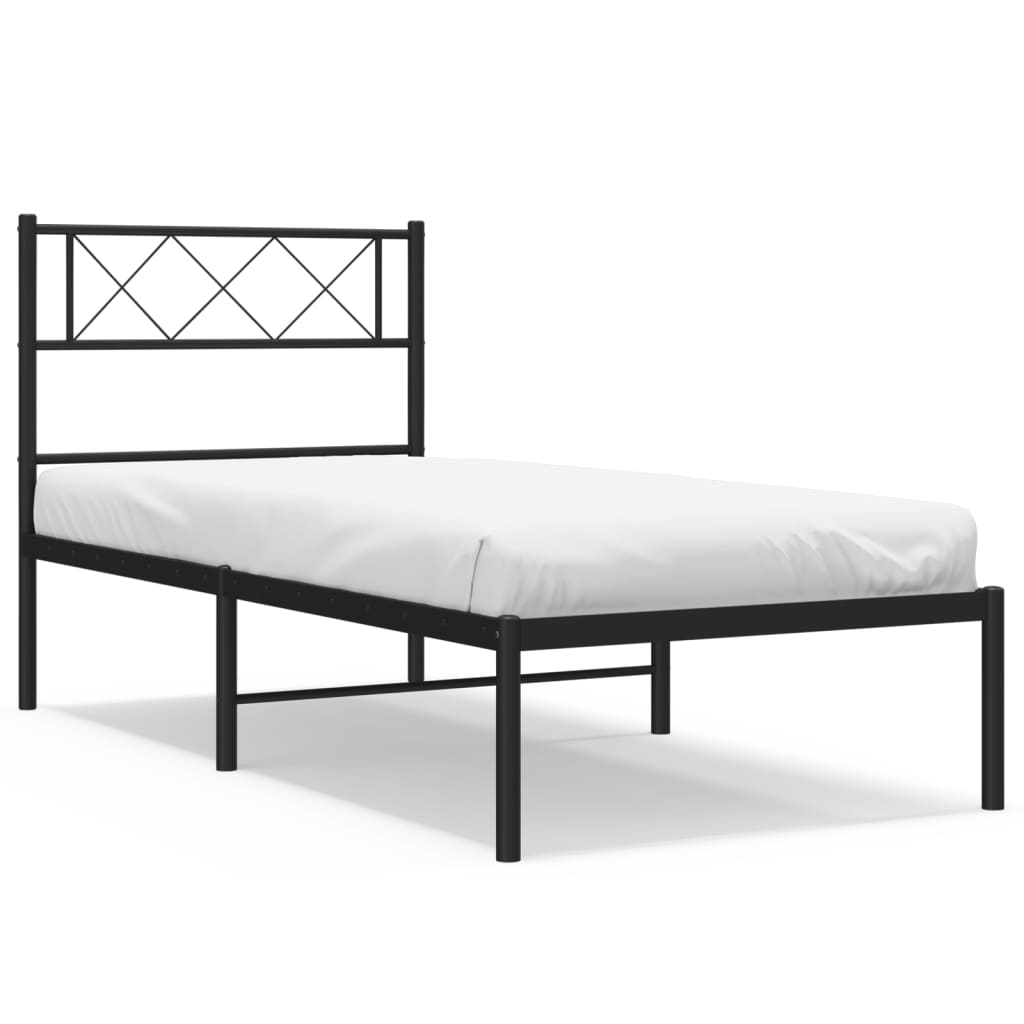 Giroletto con Testiera in Metallo Nero 90x190 cm | homemem39