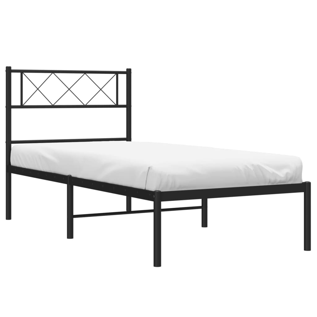 Giroletto con Testiera in Metallo Nero 90x190 cm | homemem39