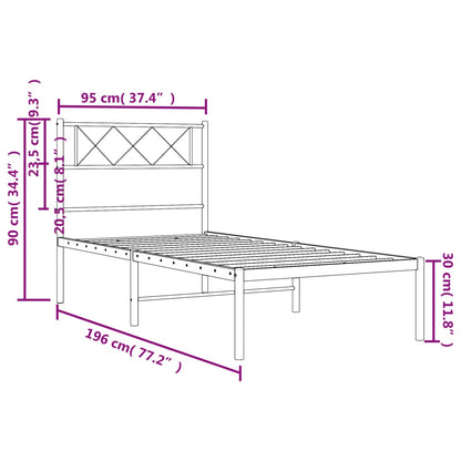 Giroletto con Testiera in Metallo Nero 90x190 cm | homemem39