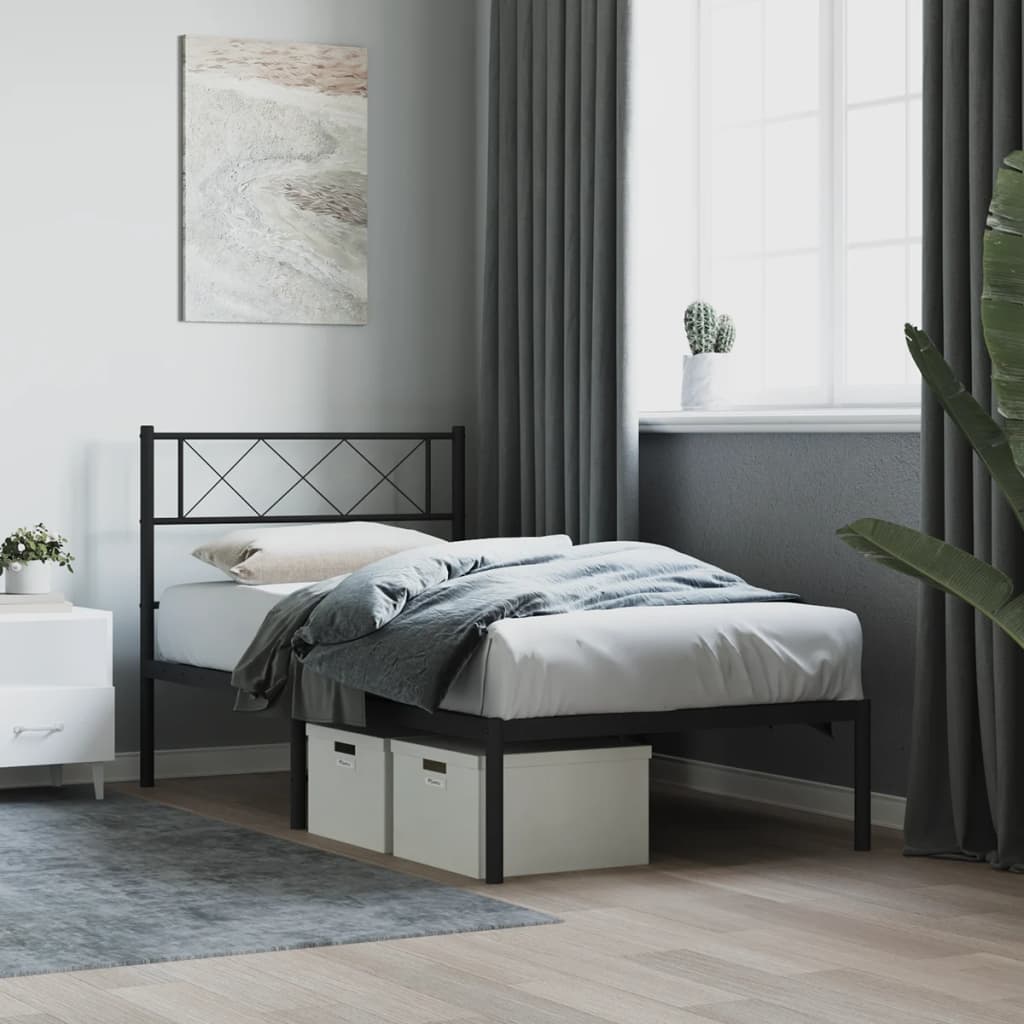 Giroletto con Testiera in Metallo Nero 90x190 cm | homemem39