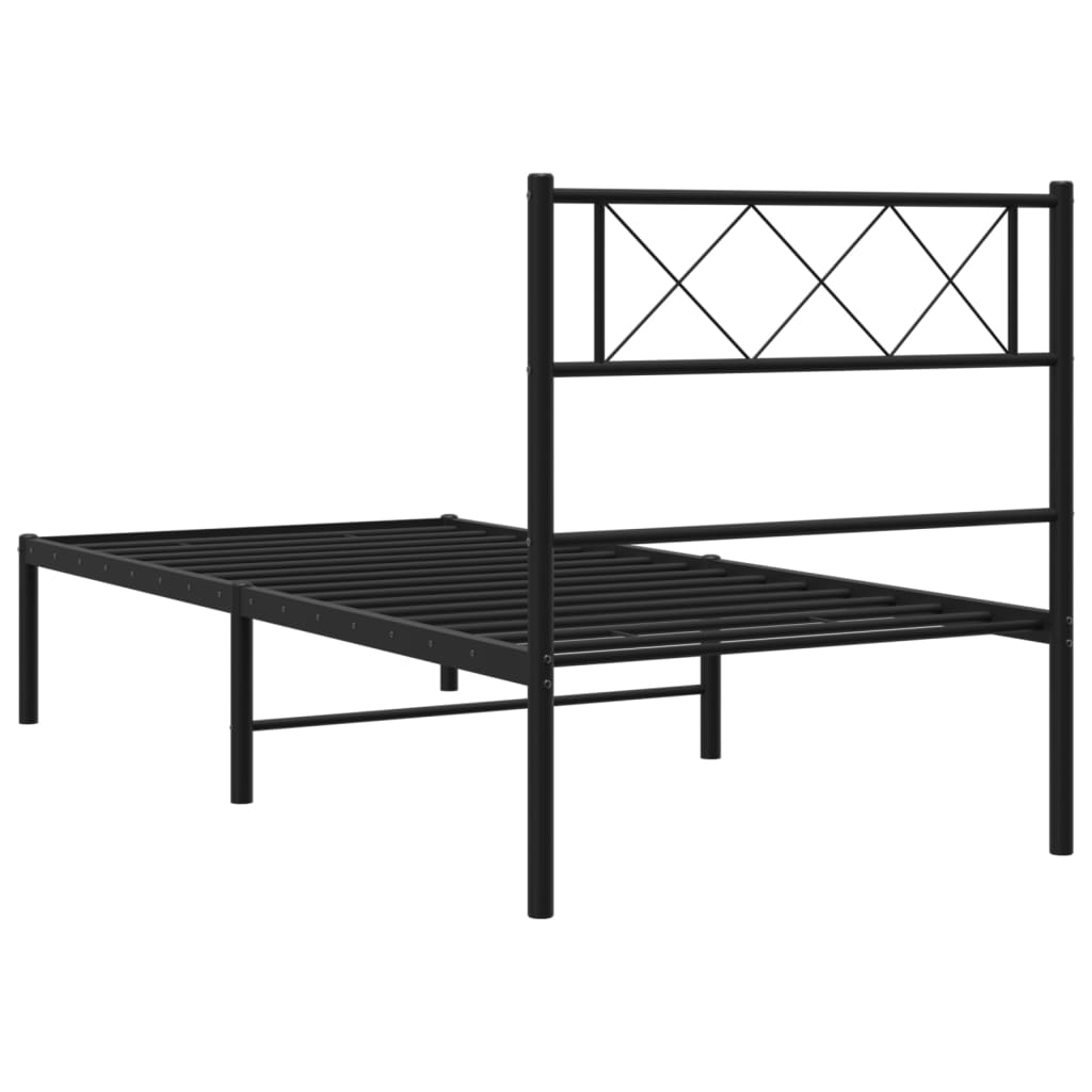Giroletto con Testiera in Metallo Nero 90x200 cm | homemem39