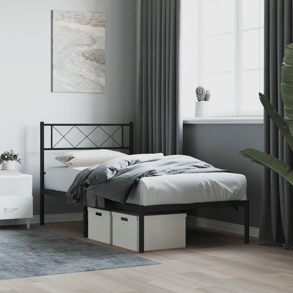 Giroletto con Testiera in Metallo Nero 90x200 cm | homemem39