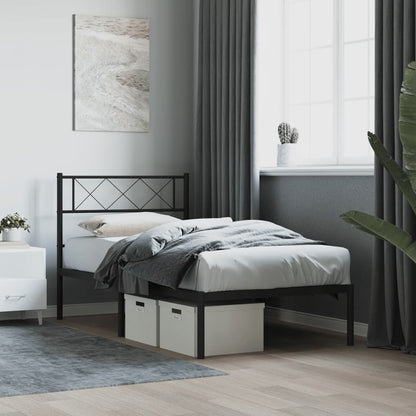 Giroletto con Testiera in Metallo Nero 90x200 cm | homemem39