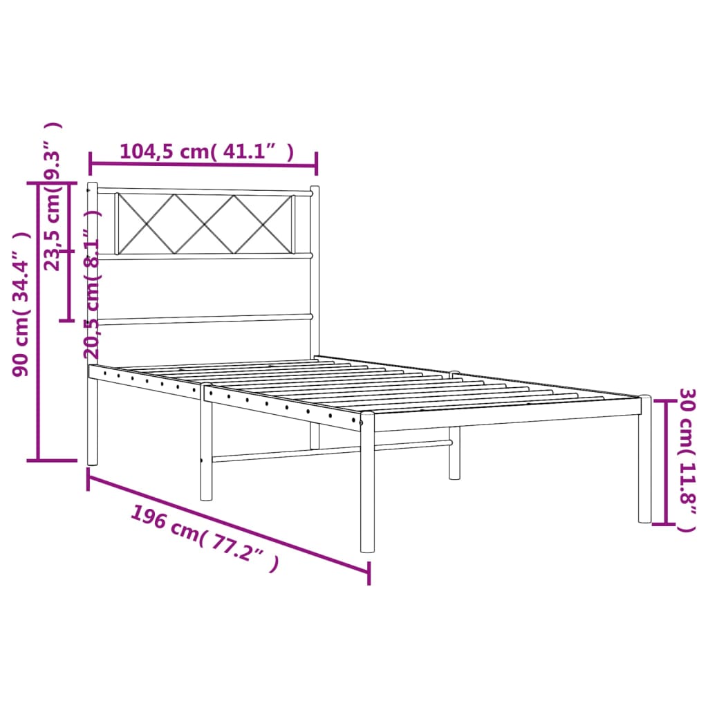 Giroletto con Testiera in Metallo Nero 100x190 cm - homemem39