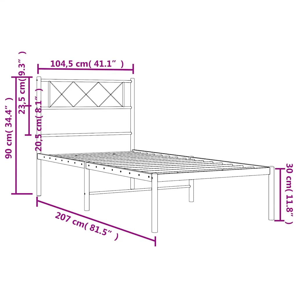 Giroletto con Testiera Metallo Nero 100x200 cm | homemem39