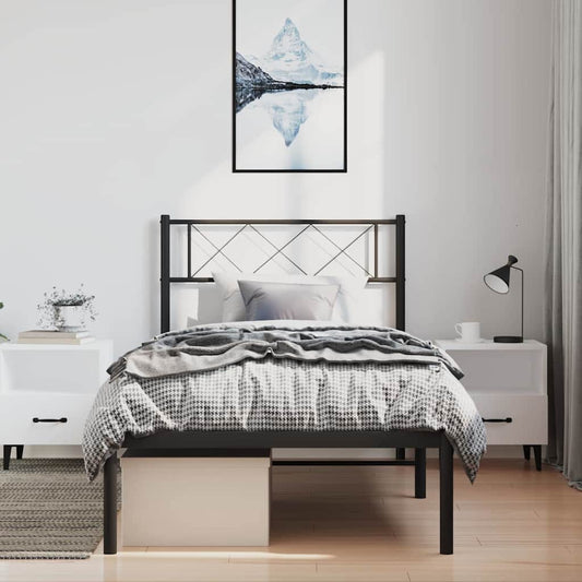 Giroletto con Testiera Metallo Nero 100x200 cm | homemem39