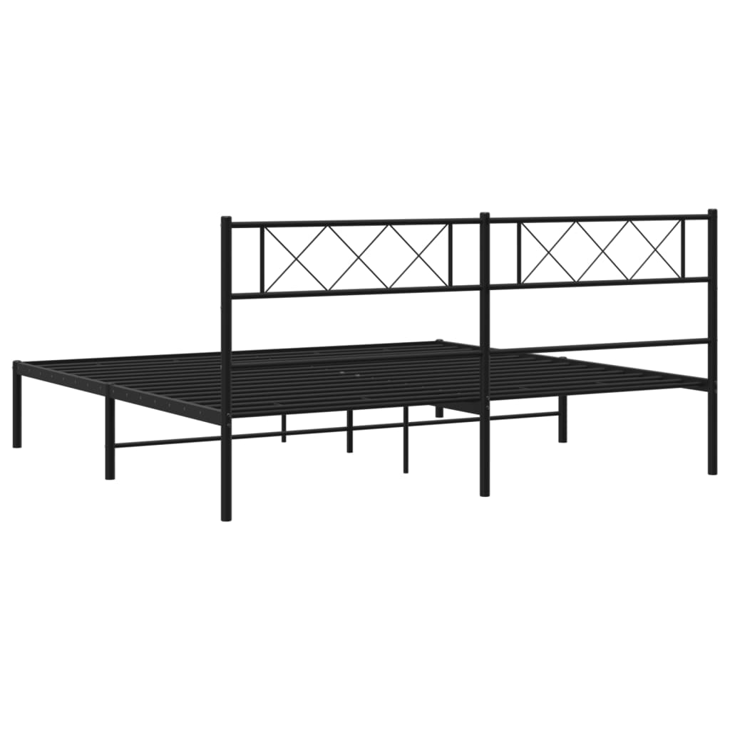 Giroletto con Testiera in Metallo Nero 180x200 cm | homemem39