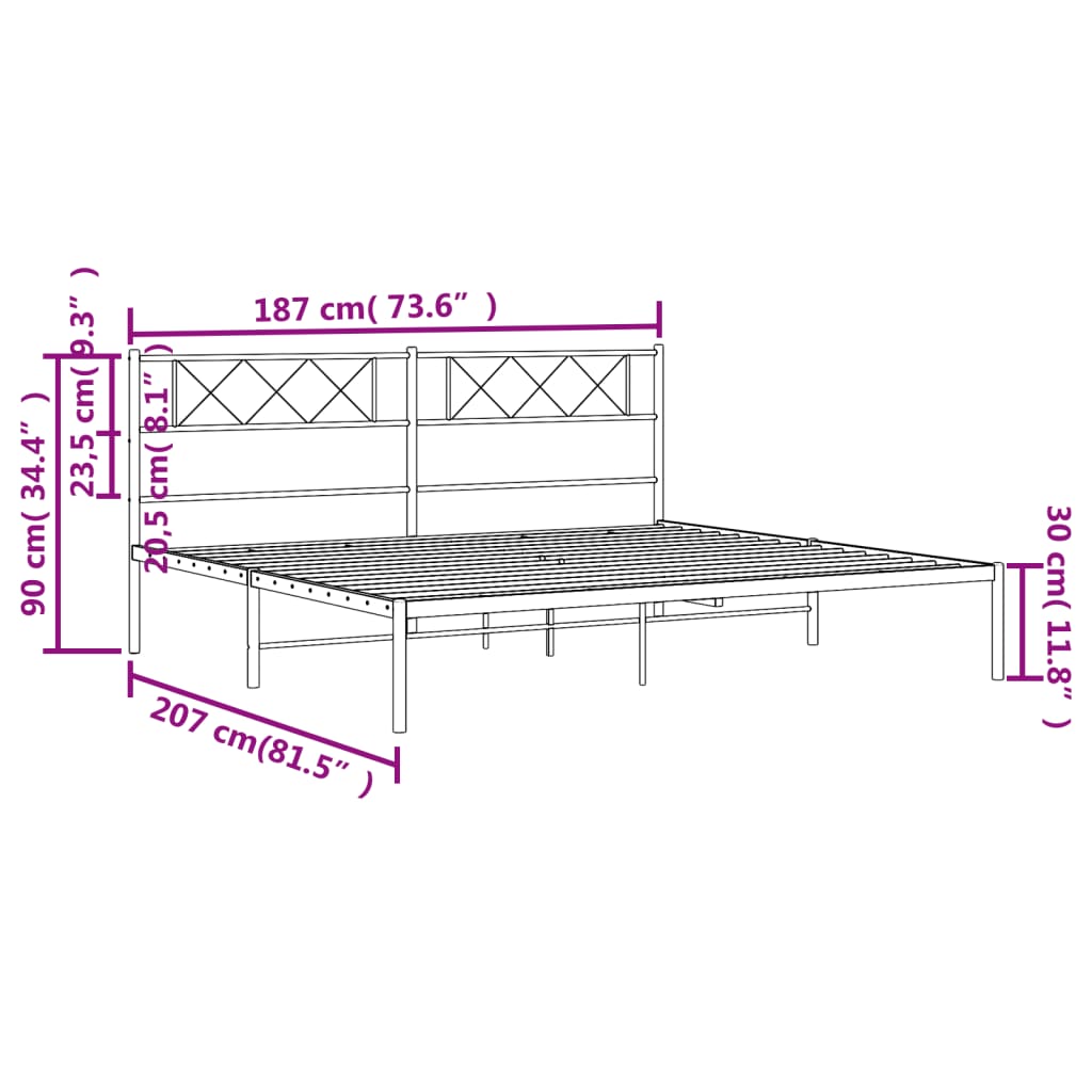 Giroletto con Testiera in Metallo Nero 180x200 cm | homemem39
