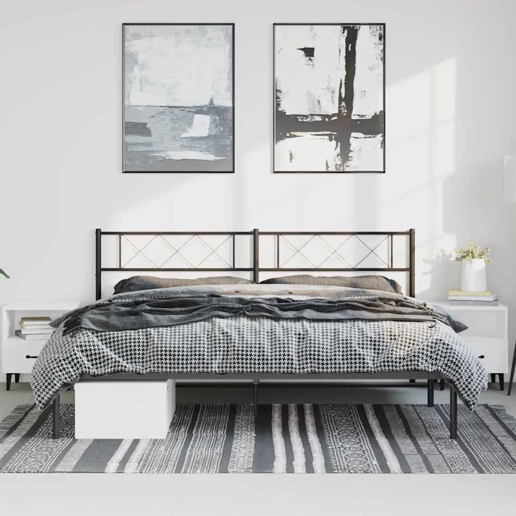 Giroletto con Testiera in Metallo Nero 193x203 cm | homemem39