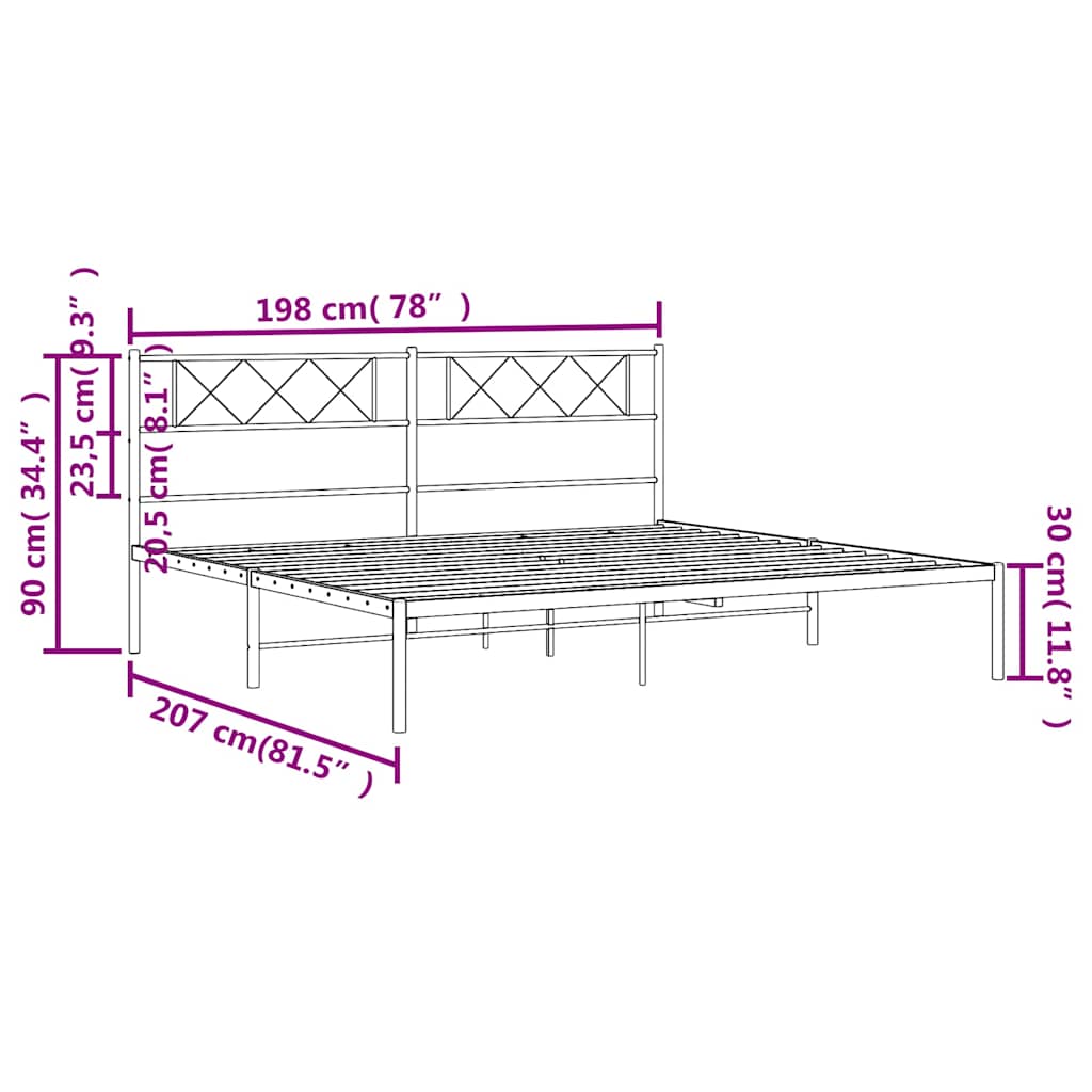 Giroletto con Testiera in Metallo Nero 193x203 cm | homemem39