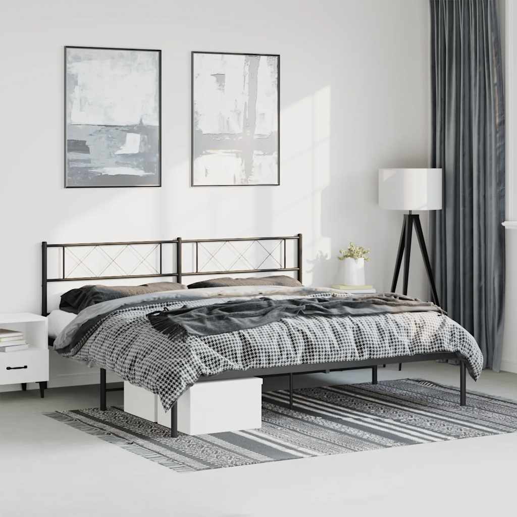 Giroletto con Testiera in Metallo Nero 193x203 cm | homemem39