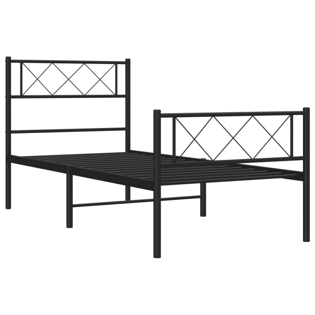 Giroletto con Testiera e Pediera Metallo Nero 75x190 cm | homemem39