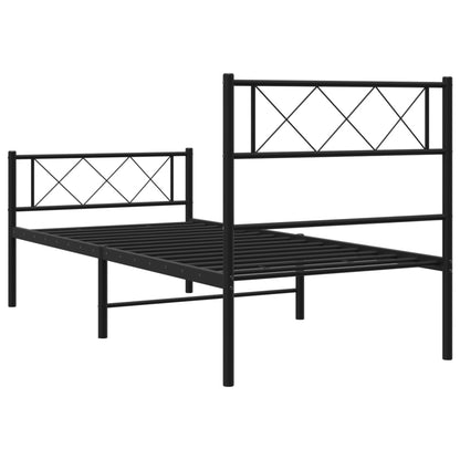 Giroletto con Testiera e Pediera Metallo Nero 75x190 cm | homemem39