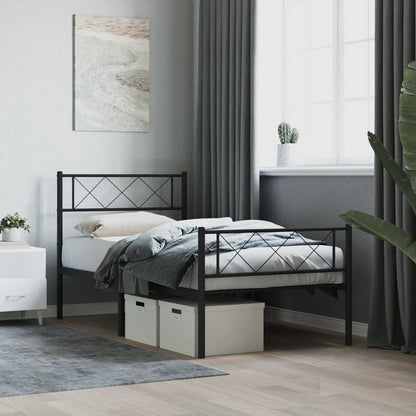 Giroletto con Testiera e Pediera Metallo Nero 75x190 cm | homemem39