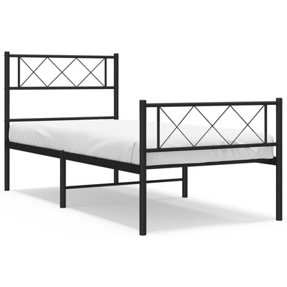 Giroletto con Testiera e Pediera Metallo Nero 90x200 cm | homemem39