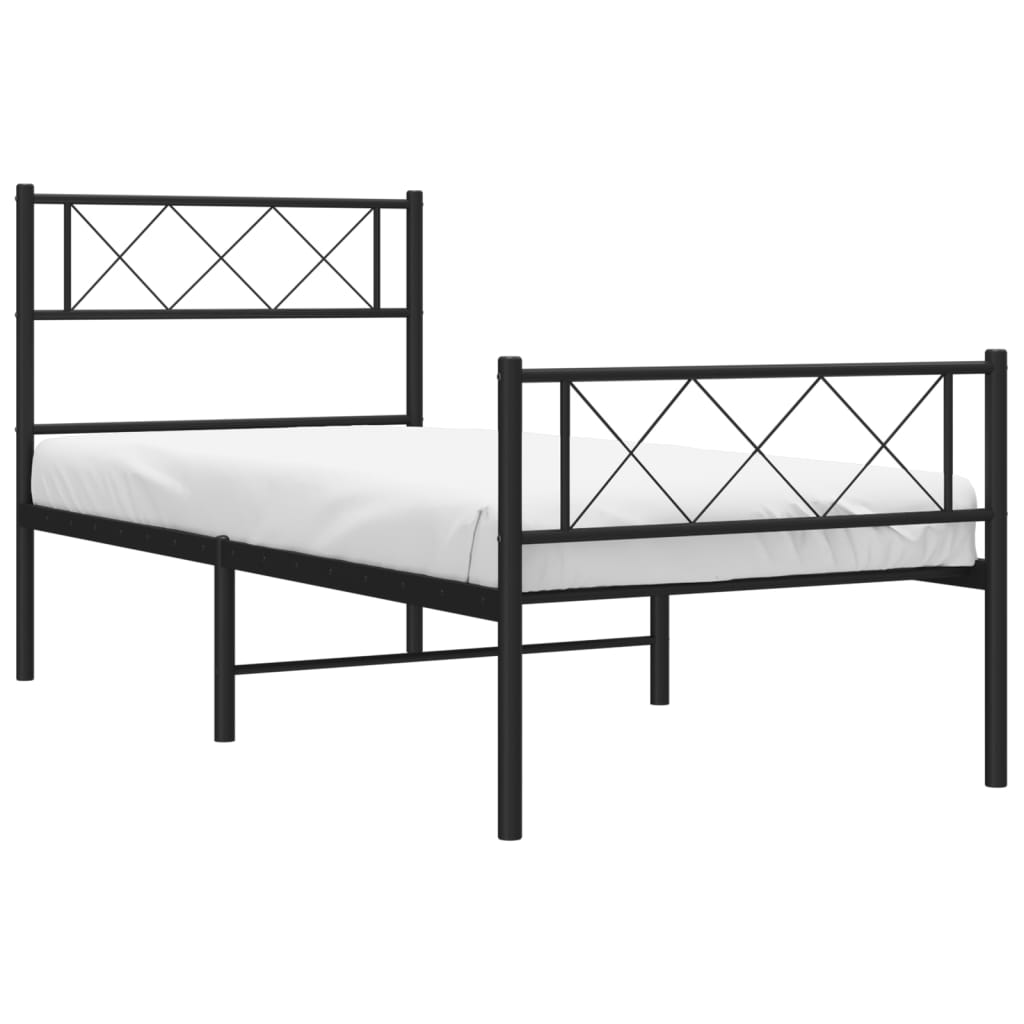 Giroletto con Testiera e Pediera Metallo Nero 90x200 cm | homemem39