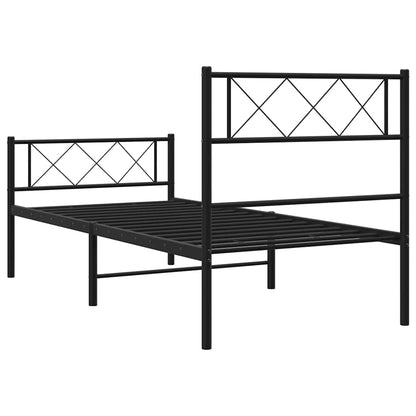 Giroletto con Testiera e Pediera Metallo Nero 100x190 cm | homemem39