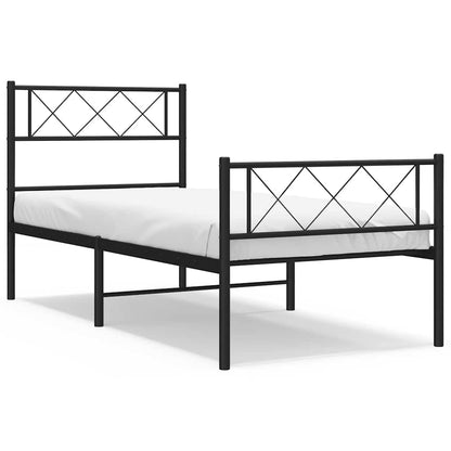Giroletto con Testiera e Pediera Metallo Nero 100x200 cm | homemem39