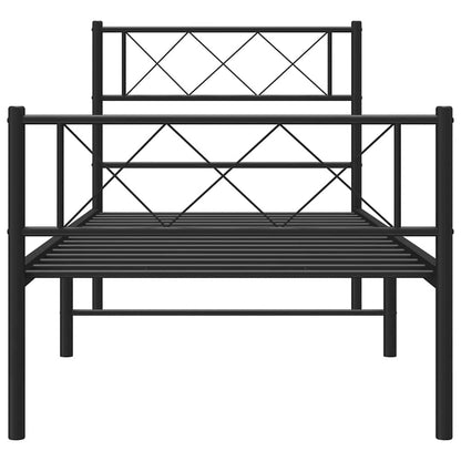 Giroletto con Testiera e Pediera Metallo Nero 100x200 cm | homemem39