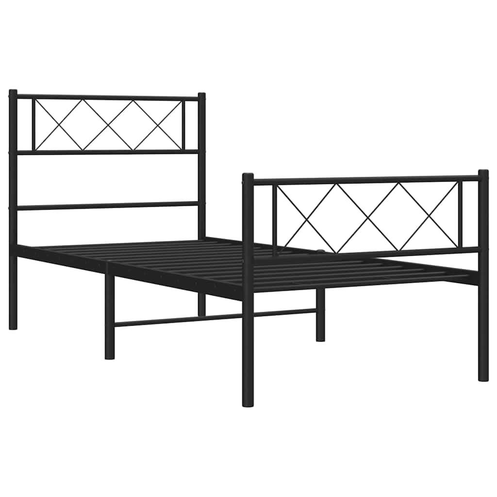 Giroletto con Testiera e Pediera Metallo Nero 100x200 cm | homemem39