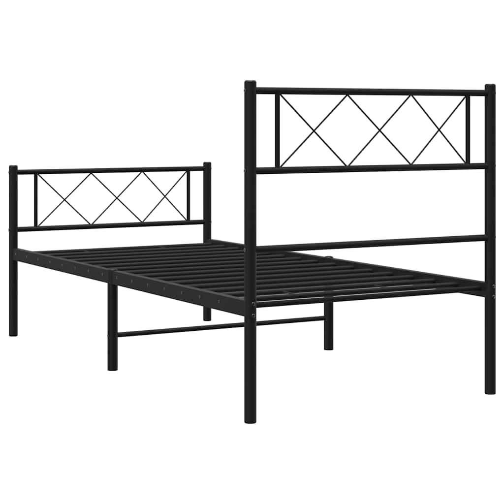 Giroletto con Testiera e Pediera Metallo Nero 100x200 cm | homemem39