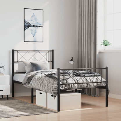 Giroletto con Testiera e Pediera Metallo Nero 100x200 cm | homemem39