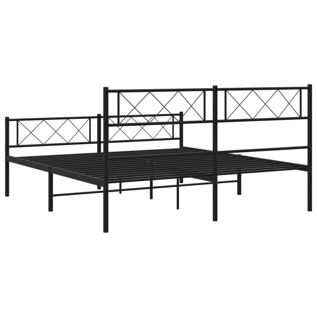 Giroletto con Testiera e Pediera Metallo Nero 140x190 cm | homemem39