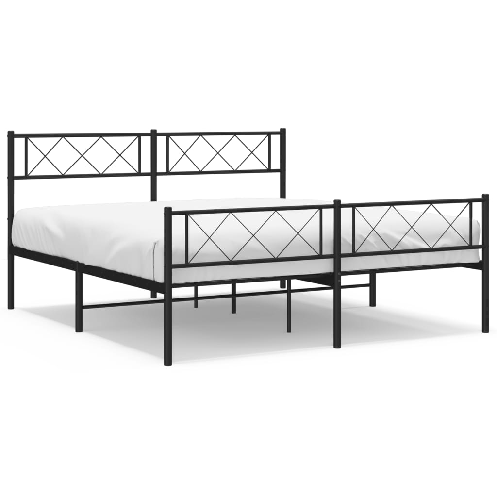 Giroletto con Testiera e Pediera Metallo Nero 140x200 cm | homemem39