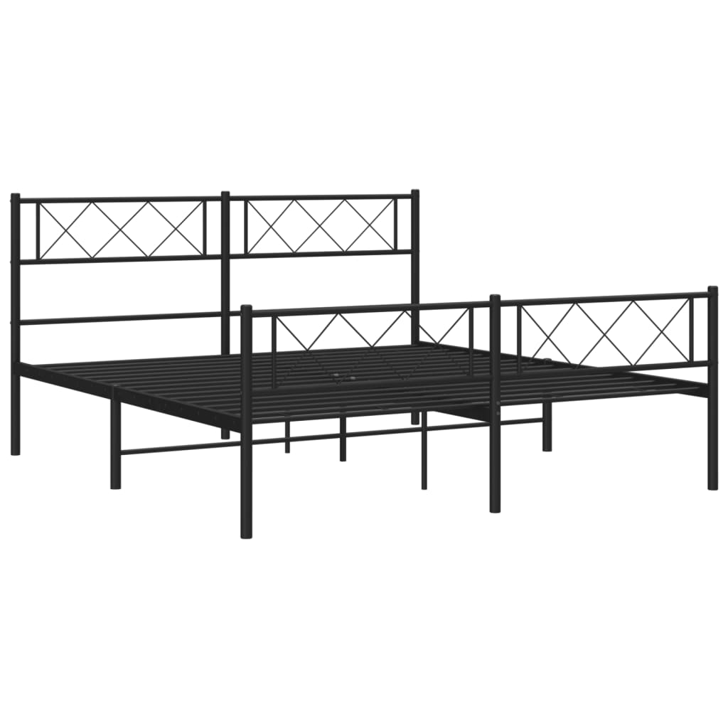 Giroletto con Testiera e Pediera Metallo Nero 140x200 cm | homemem39