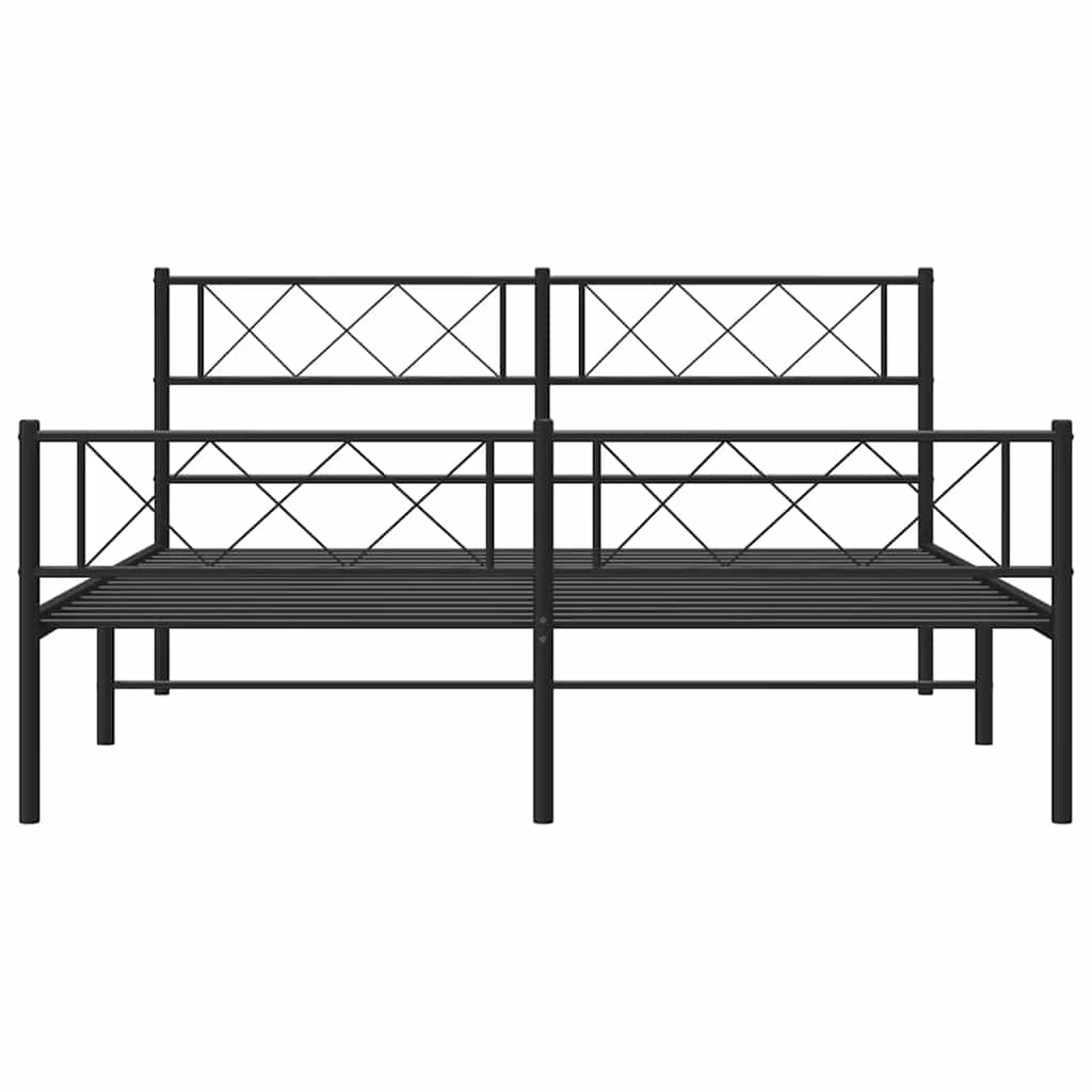 Giroletto con Testiera e Pediera Metallo Nero 150x200 cm | homemem39