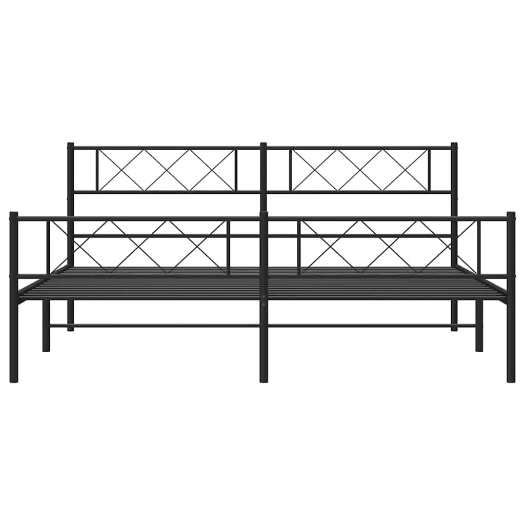 Giroletto con Testiera e Pediera Metallo Nero 183x213 cm | homemem39