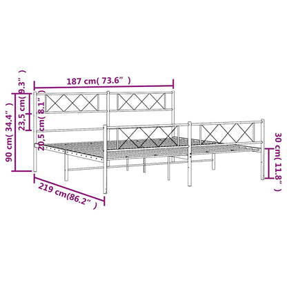 Giroletto con Testiera e Pediera Metallo Nero 183x213 cm | homemem39