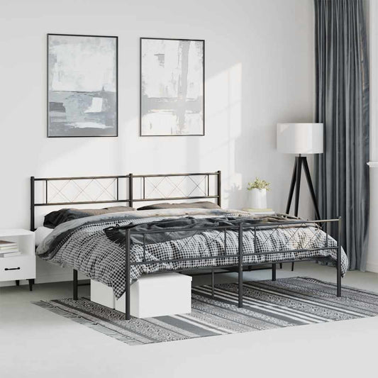 Giroletto con Testiera e Pediera Metallo Nero 183x213 cm | homemem39