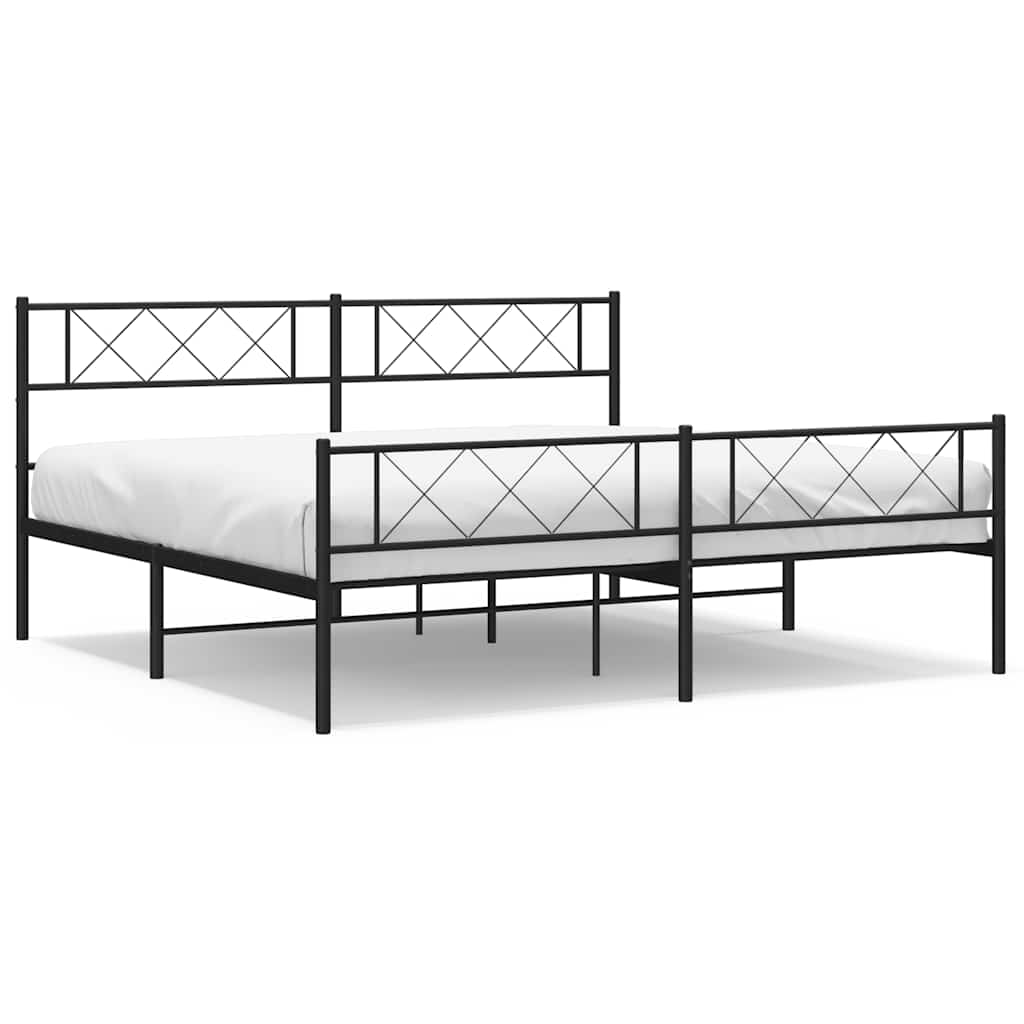 Giroletto con Testiera e Pediera Metallo Nero 193x203 cm | homemem39