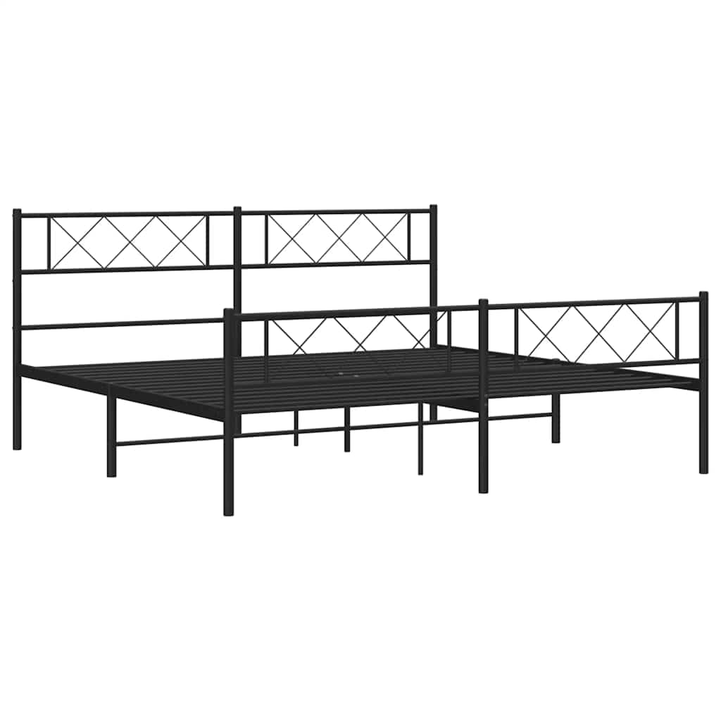 Giroletto con Testiera e Pediera Metallo Nero 193x203 cm | homemem39