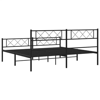 Giroletto con Testiera e Pediera Metallo Nero 193x203 cm | homemem39