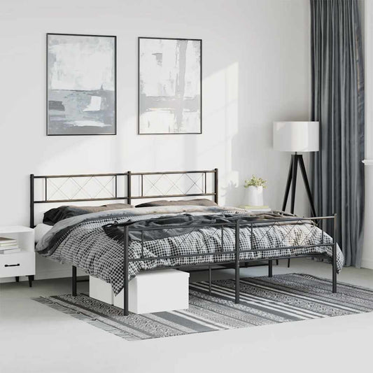 Giroletto con Testiera e Pediera Metallo Nero 193x203 cm | homemem39