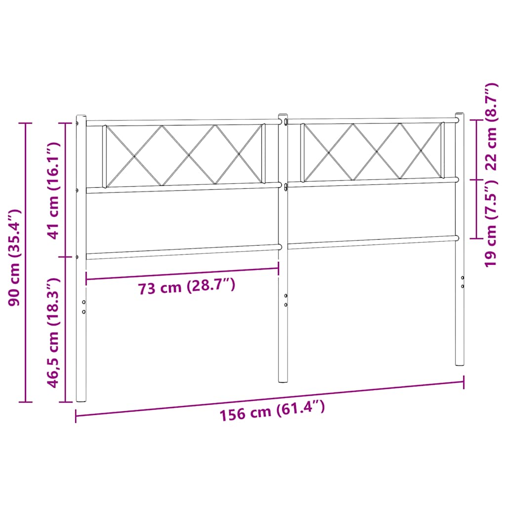 Testiera di Ricambio in Metallo Nero 150 cm | homemem39
