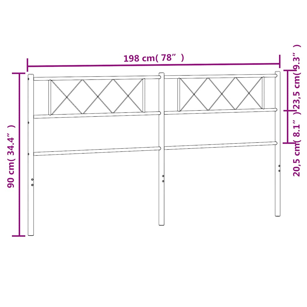 Testiera in Metallo Nero 193 cm