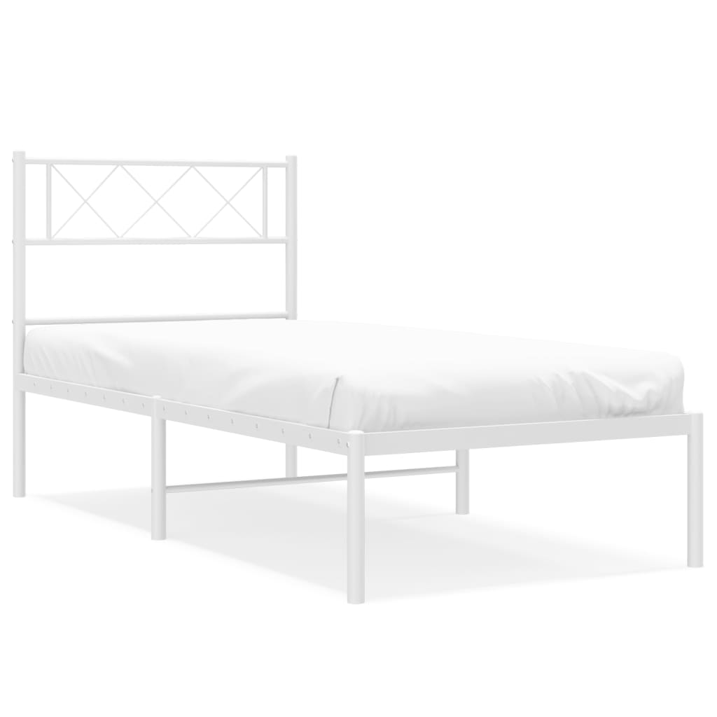 Giroletto con Testiera Metallo Bianco 90x190 cm