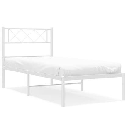 Giroletto con Testiera Metallo Bianco 90x190 cm