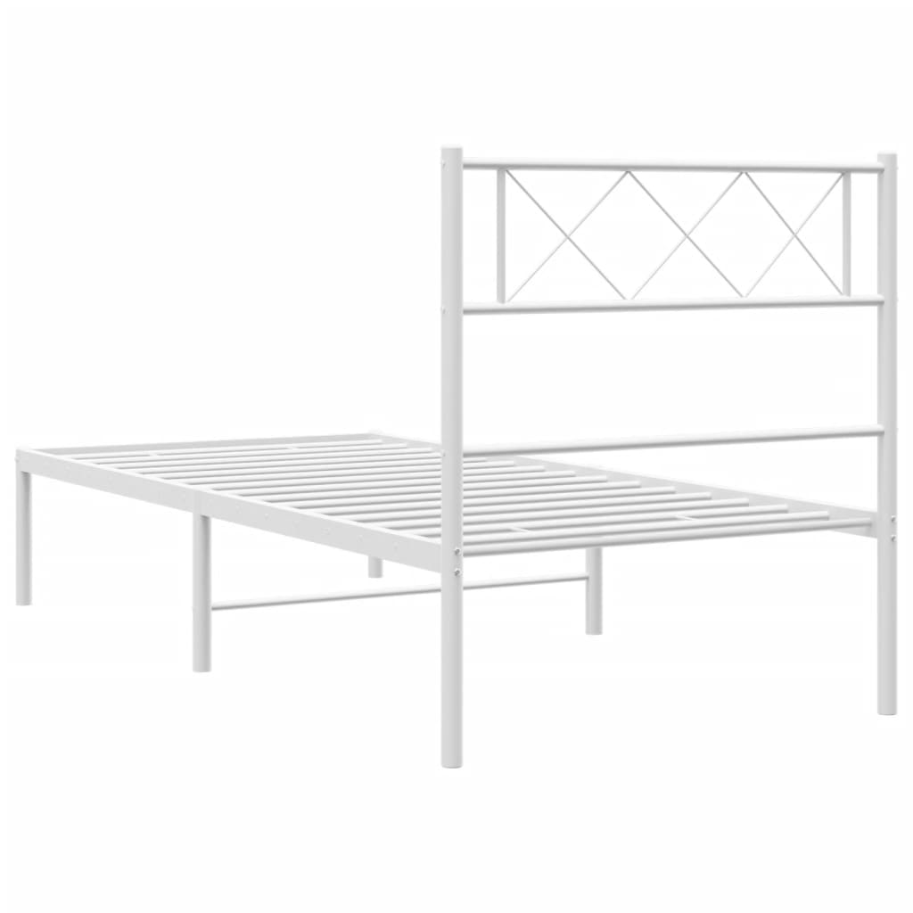 Giroletto con Testiera Metallo Bianco 90x190 cm