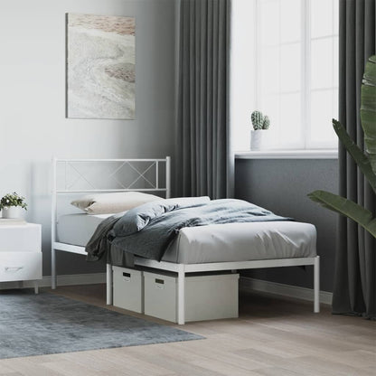 Giroletto con Testiera Metallo Bianco 90x200 cm | homemem39