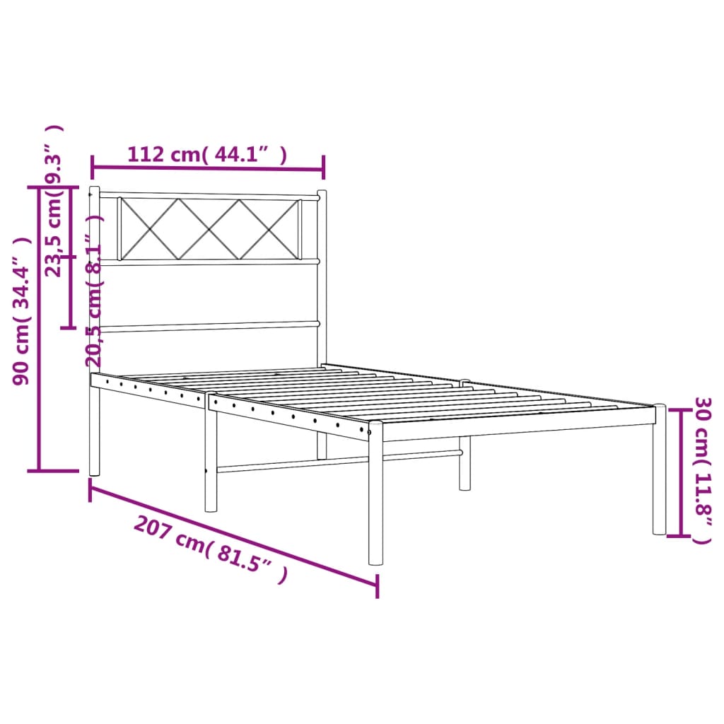 Giroletto con Testiera Metallo Bianco 107x203 cm | homemem39